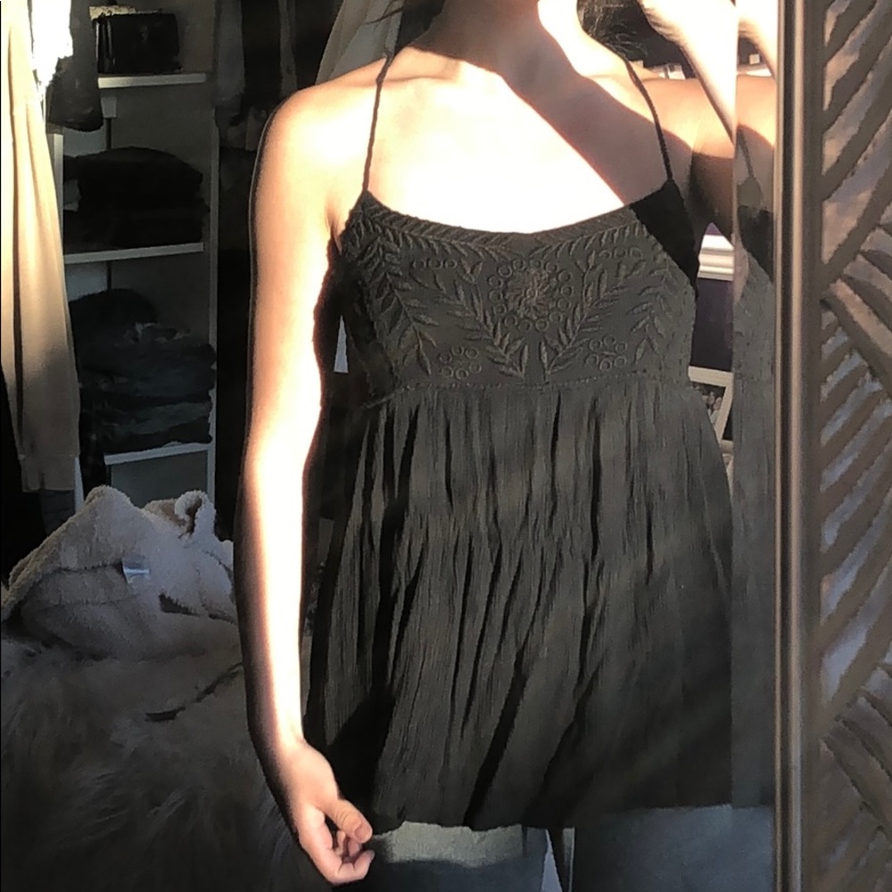 Free people black flowey top
